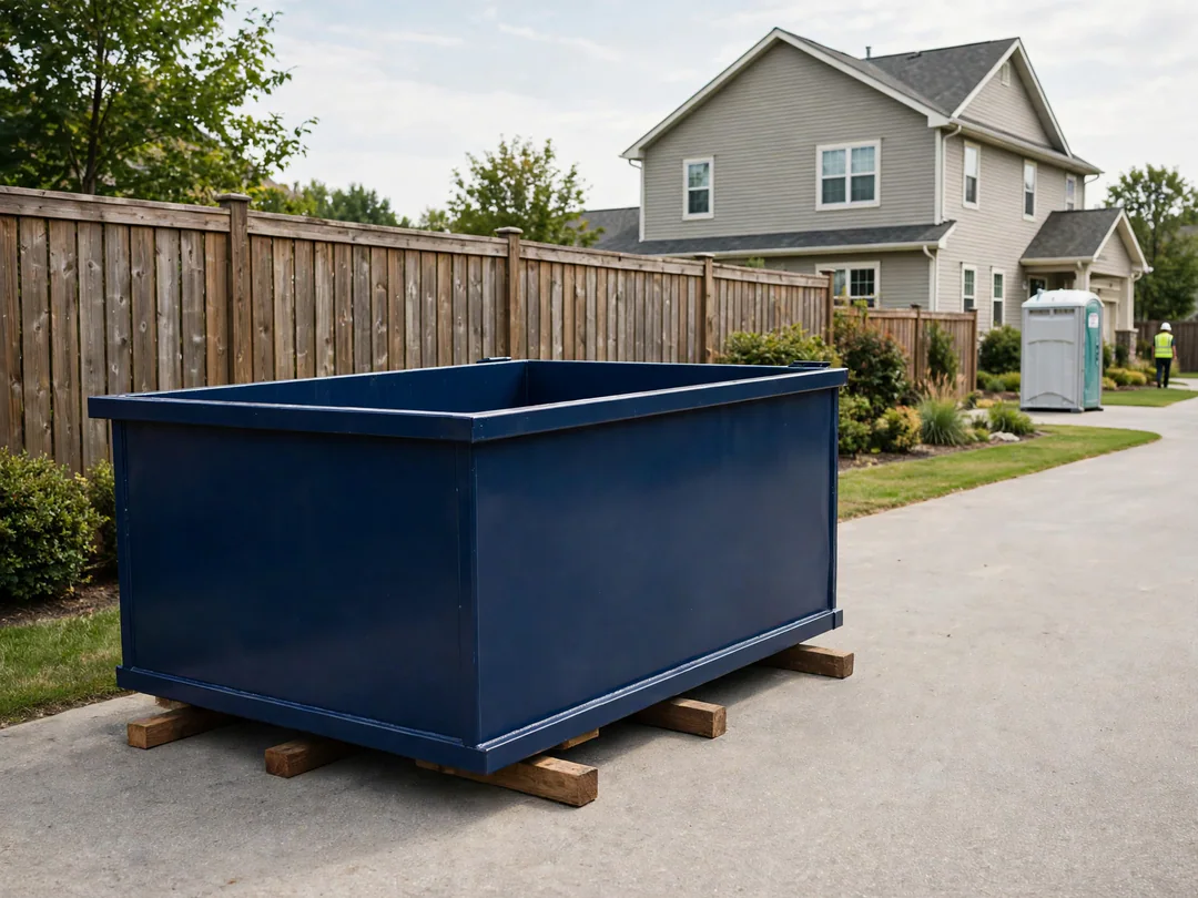 10-yard roll-off dumpster on a residential driveway