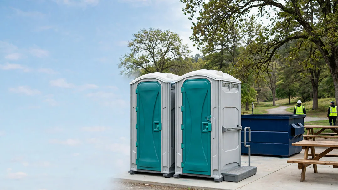 Portable toilet at a trailhead in a public park