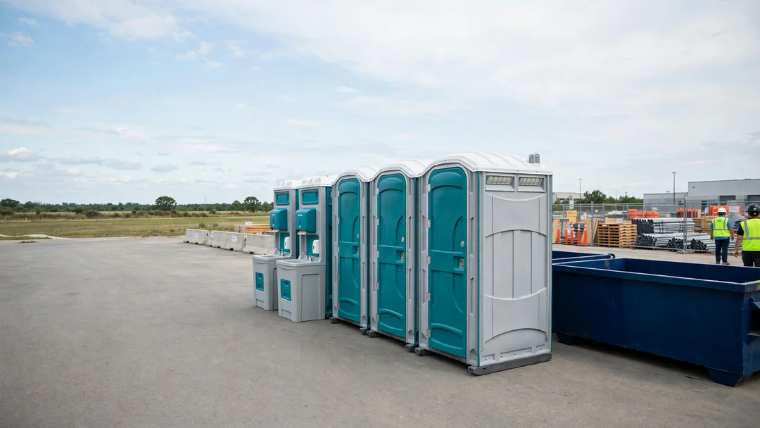 Construction crew portable toilets and handwash station