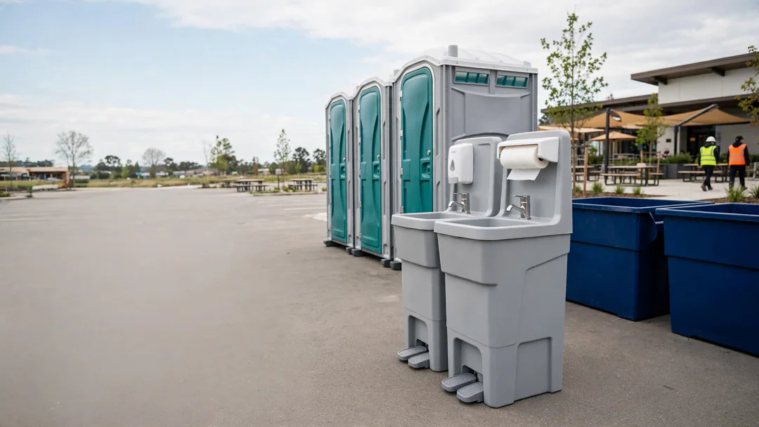Freestanding portable handwashing station with foot pumps