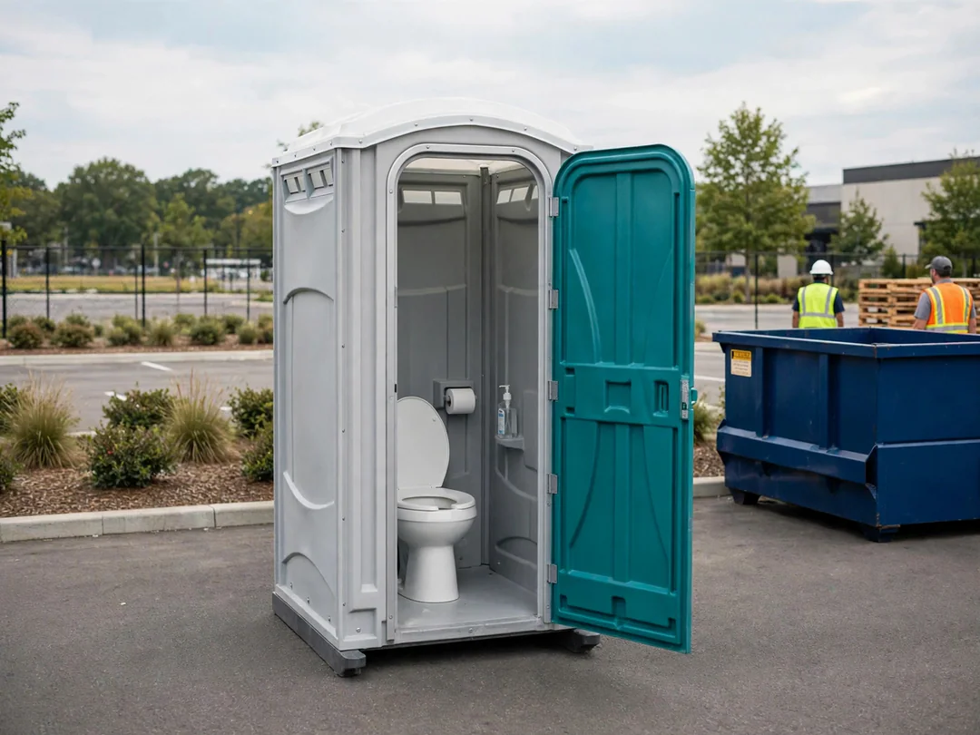 Clean portable restroom ready for use at an outdoor site