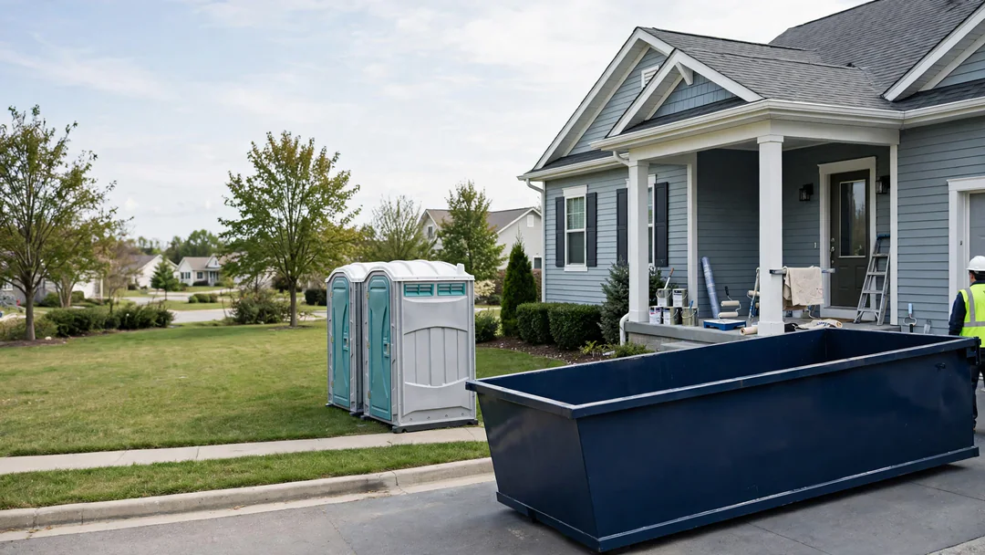 Dumpster at a vacant house being prepared for sale